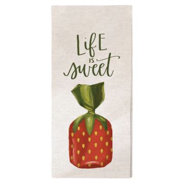 Life is Sweet Strawberry Candy Kitchen Towel